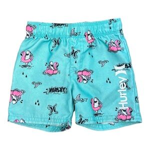 Hurley Baby Toddler Boy Swim Beach Trunks Flamingos & Sharks Size 12 Months